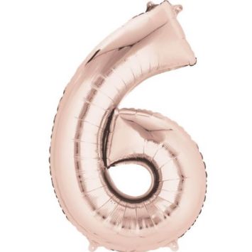Méga Ballon Hélium - Chiffre 6 - Rose Gold