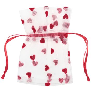 4 contenants avec cœurs en tissu - 7,5 x 10 cm - Saint-Valentin - Couleur au choix