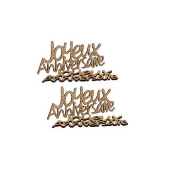 4 décorations en bois "Joyeux Anniversaire" à parsemer - Couleur au choix
