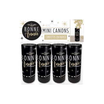 4 Mini Canons à Confettis - Or - Collection Bonne Année