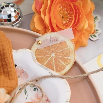 10 marque-places en papier - 6 cm - Collection Fizz Agrume