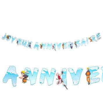 Cette guirlande de lettres en papier - Joyeux Anniversaire - 2,5 m - Naruto Shippuden ® sera parfaite dans le salon lors de l’anniversaire "Naruto Shippuden ®" de votre enfant | jourdefete.com