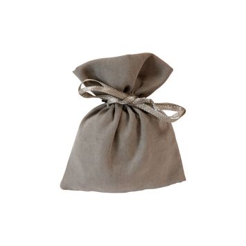Sachet en tissu peau de pêche taupe pour cadeaux et dragées | jourdefete.com
