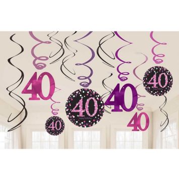 12 Suspensions 40 Ans - Rose / Noir
