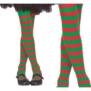 Collants de Noël rayés rouge et vert enfant | jourdefete.com
