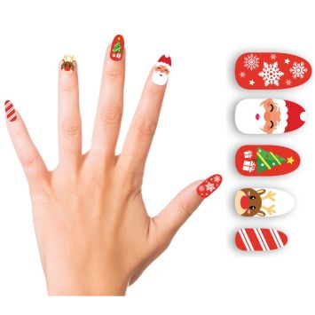 10 faux ongles de Noël avec adhésif - Modèle au choix