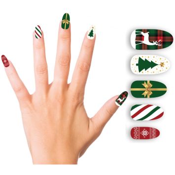 10 faux ongles de Noël avec adhésif - Modèle au choix