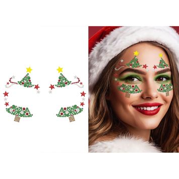 Bijoux adhésifs de Noël pour visage - Modèle au choix