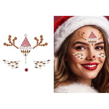 Bijoux adhésifs de Noël pour visage - Modèle au choix