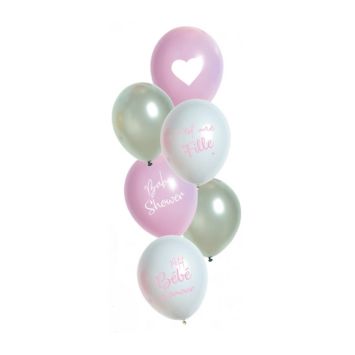 6 Ballons de Baudruche Baby Shower Fille