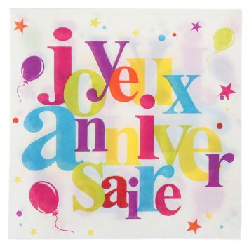 20 Serviettes "Joyeux Anniversaire" festif