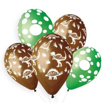 5 ballons imprimés dinosaures de 33 cm | jourdefete.com

