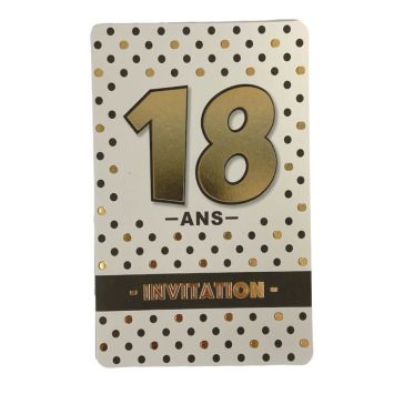 5 cartes d'invitation pour anniversaire - Noir, Blanc et Or - Age au Choix