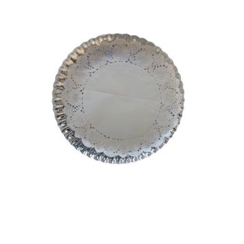 5 plateaux arrondis avec napperons - Diamètre 30 cm - Couleur au choix
