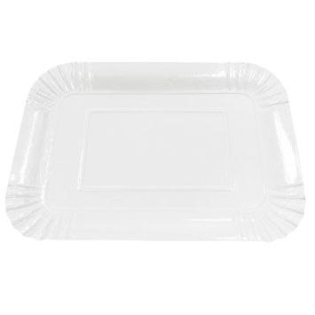 5 plateaux rectangulaires blancs en carton - 19 x 28 cm