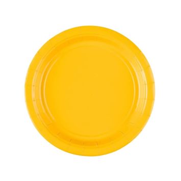 8 Petites Assiettes en Carton Jaunes - 18 cm