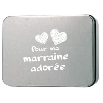 Boîte Métallique Marraine - Inscription "Pour ma marraine adorée"