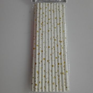 Lot de 20 pailles blanches avec étoiles dorées