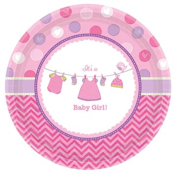 8 Grandes Assiettes Cartonnées - It's a Baby Girl !