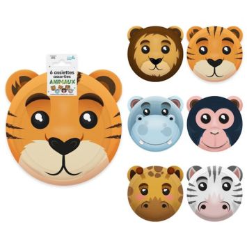 Un splendide lot de 6 assiettes assorties pour une déco de table axée sur les animaux | jourdefete.com