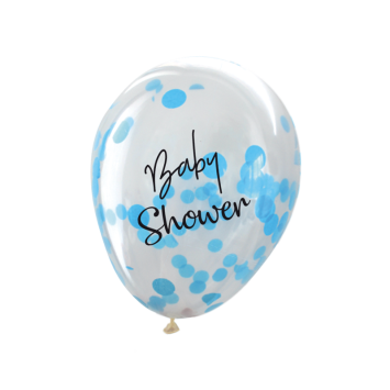 6 ballons à confettis "Baby Shower" en latex - Diamètre 30 cm - Couleur au choix