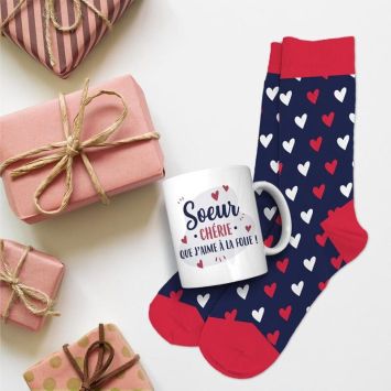 Coffret Cadeau Mug et Chaussettes - Sœur chérie