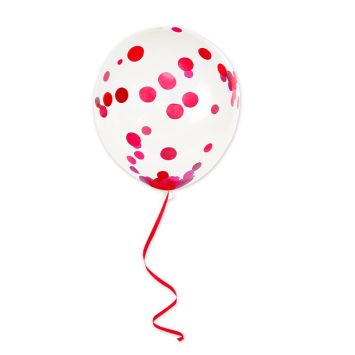 ballon transparent avec confettis rouges à l'intérieur | jourdefete.com