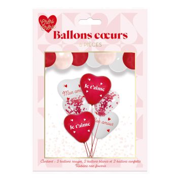 Un lot de 6 ballons en forme de cœur pour la Saint-Valentin | jourdefete.com