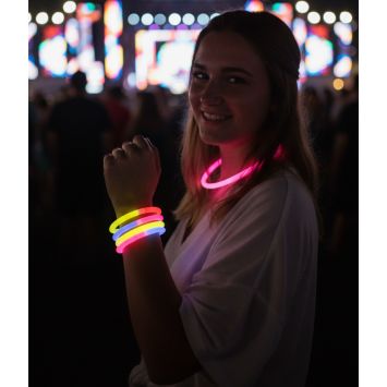 6 bracelets lumineux tricolores - 20 cm