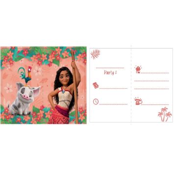 6 cartes d’invitation en carton avec enveloppes - 18 x 11 cm - Vaiana 2™