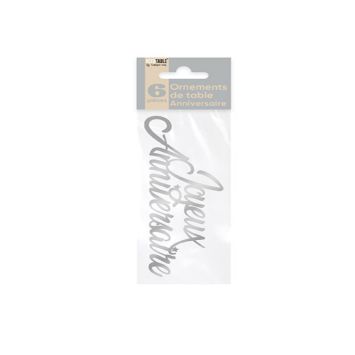 6 Confettis Géants Métallisés - Joyeux Anniversaire - 14 cm - Couleur au choix