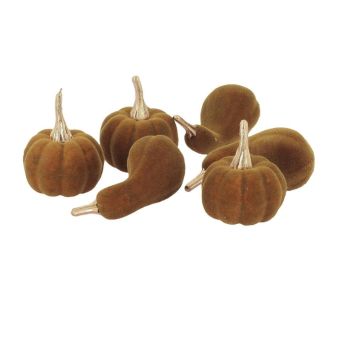 6 courges d'automne en velours - 3,5 x 5,5 cm - Collection Promenade d'Automne - Couleur au choix