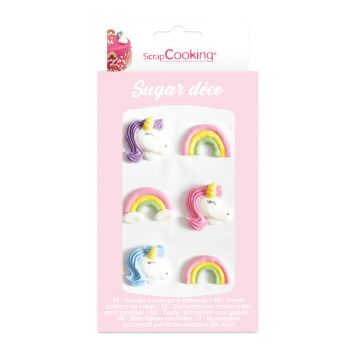 Décorations en sucre Licorne et Arc-en-Ciel pour gâteaux | jourdefete.com