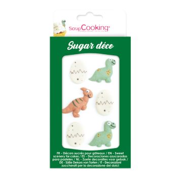 6 décorations sucrées pour gâteaux - Dinosaure