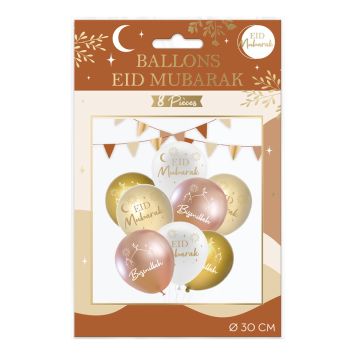 8 ballons en latex - 30 cm - Collection Eid Mubarak