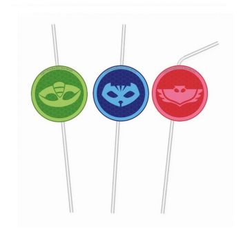 6 Pailles Médaillon Pyjamasques