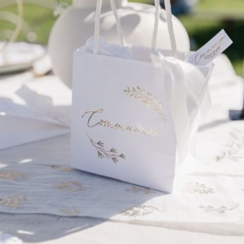 6 sacs "Communion" FSC® - 10 x 11 x 7 cm - Collection Communion Blanc et Or