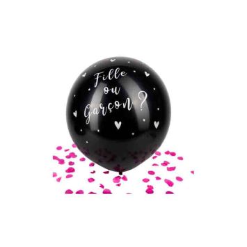 Ballon géant à confettis pour gender reveal - Diamètre 60 cm - Fille ou Garçon ? - Couleur au choix