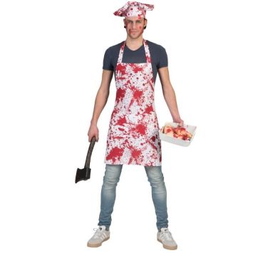 Déguisement Adulte Cuisinier Ensanglanté - Toque et Tablier 