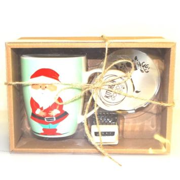Mug Père Noël avec Râpe à Chocolat et Pochoir Renne