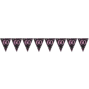 Guirlande Fanion - 60 Ans Rose