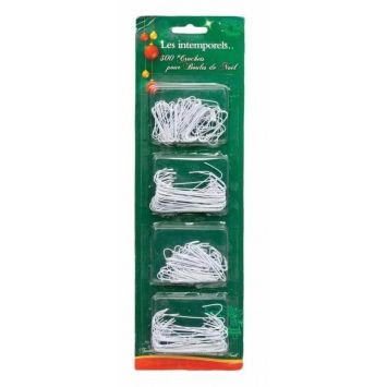 Sachet de 300 Crochets à Boules de Noël (2 Tailles) - Blanc