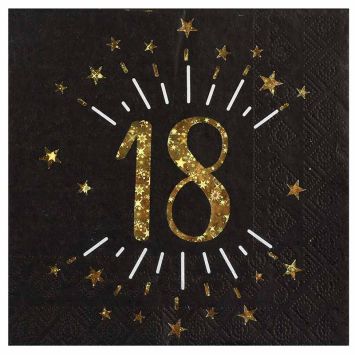 10 serviettes en papier - 33 x 33 cm - Collection Joyeux Anniversaire Étincelant Or - Âge au choix