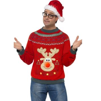 Pull de Noël Renne Lumineux Adulte - Taille au Choix