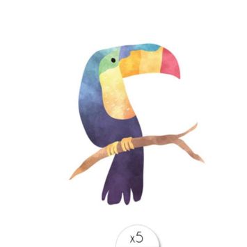 Sachet de 5 tatouages éphémères – Toucan