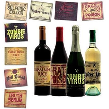 Sachet de 8 Étiquettes pour Bouteilles - Halloween - Motifs aléatoires