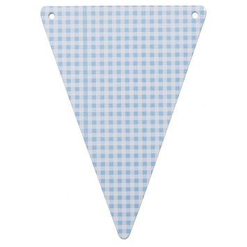 5 Fanions en Carton Vichy - Bleu Ciel
