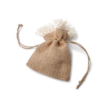 5 pochons à dragées jute à franges
