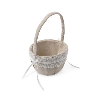 Panier champêtre en lin et dentelle