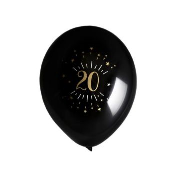 8 Ballons Métalliques - Joyeux Anniversaire Etincelant - Noir & Or - Age au Choix